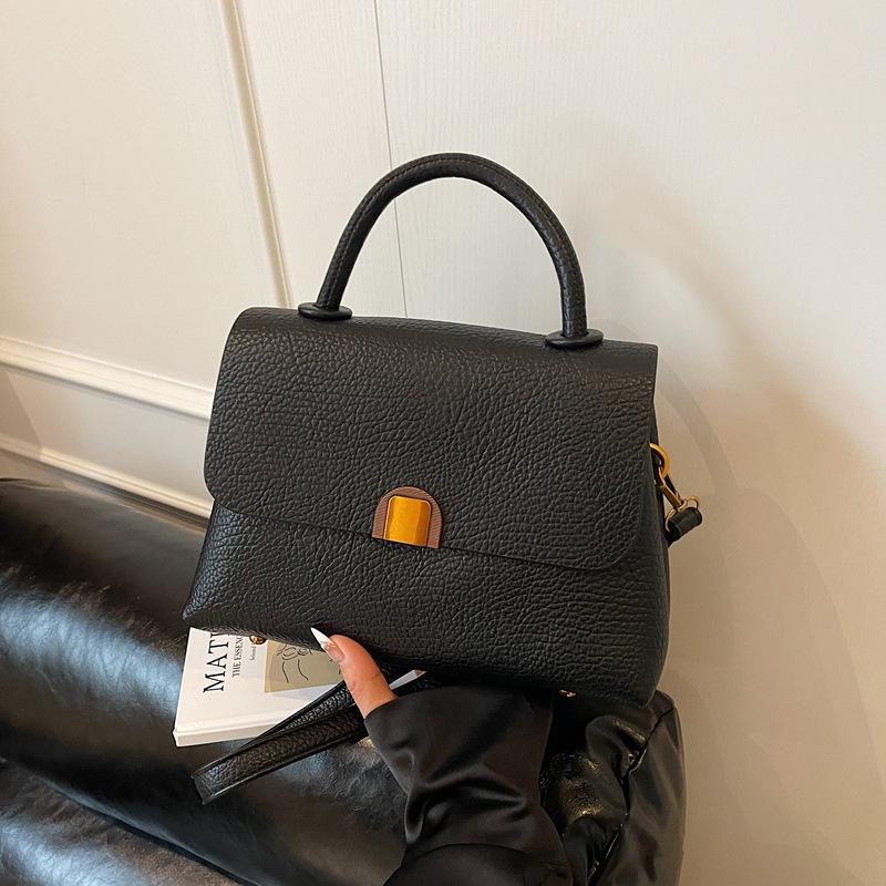Light luxury simple and versatile commuter document handbag high-end lychee pattern women's bag new casual shoulder messenger bag