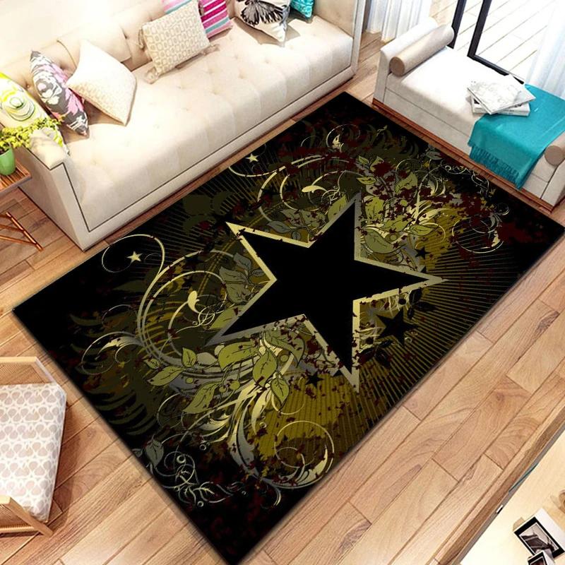 Five-pointed Star Carpet Pentagon Geometric Rug for Bedroom Dinning Dorm Living Room Home Decorative Doormat Non-slip Floor Mat