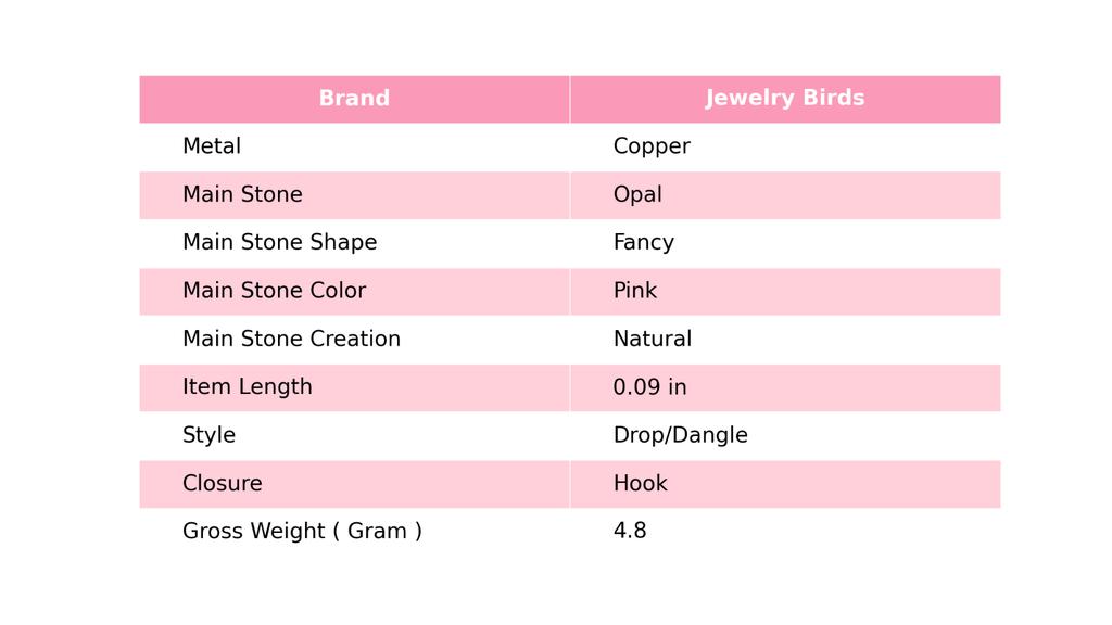 Opal Gemstone Hook New Electroformed Drop Sisters Gift Earrings Jewelry Copper V-70