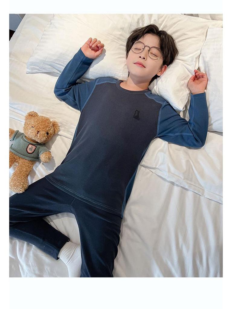 Jungen 2025 Deutscher Samt Pyjama Set – Warme Winter-/Herbst-PJs für große Kinder