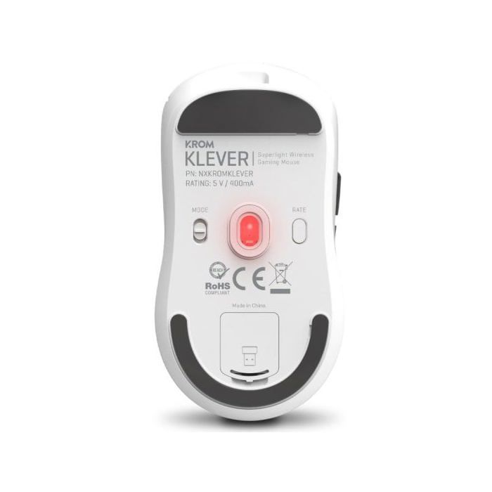 Souris de Jeu - KROM - KLEVER White - Ultra-légère 55g - 10000 DPI - 6 Boutons
