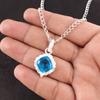 Cushion Swiss Blue Topaz Stone Sterling Silver Artisan Sisters Gift New Pendant PP-2-7