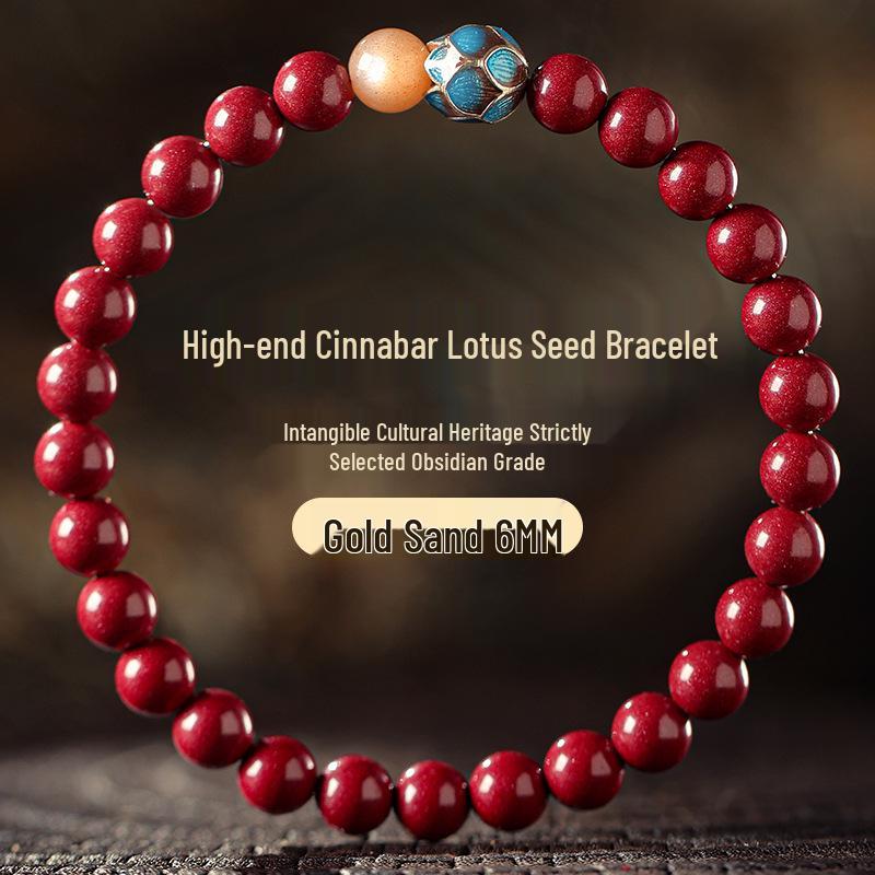 Genuine Natural Cinnabar Multi-Turn Stackable Couple s Bracelet for Men and Women Regular content