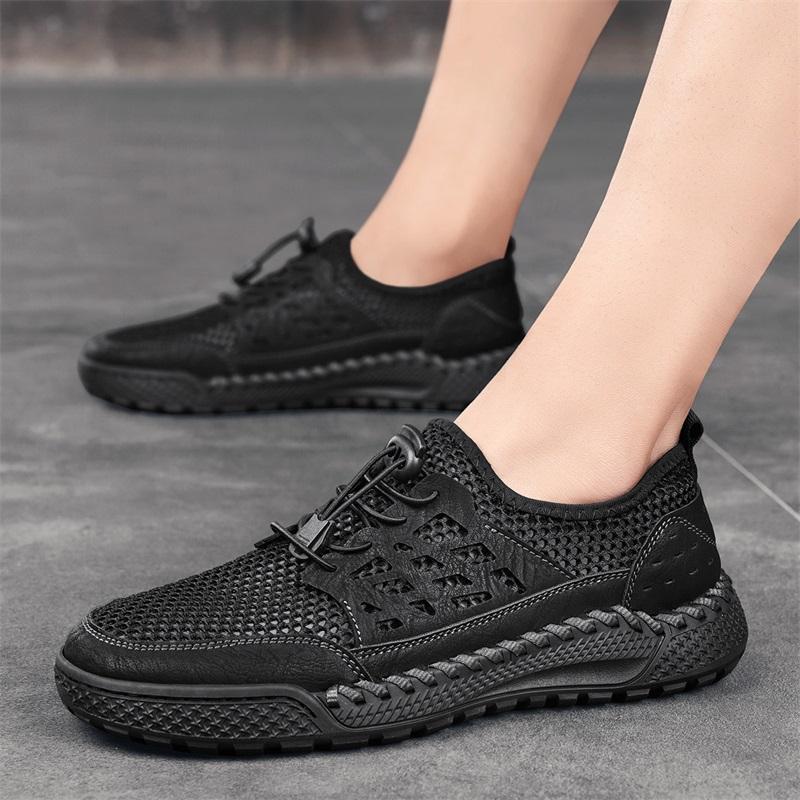 Fashion 2025 Spring Autumn Men's Outdoor Shoes Mesh Surface Hollow Breathable Travel Sports Shoes Lightweight Casual Shoes Mesh Flats