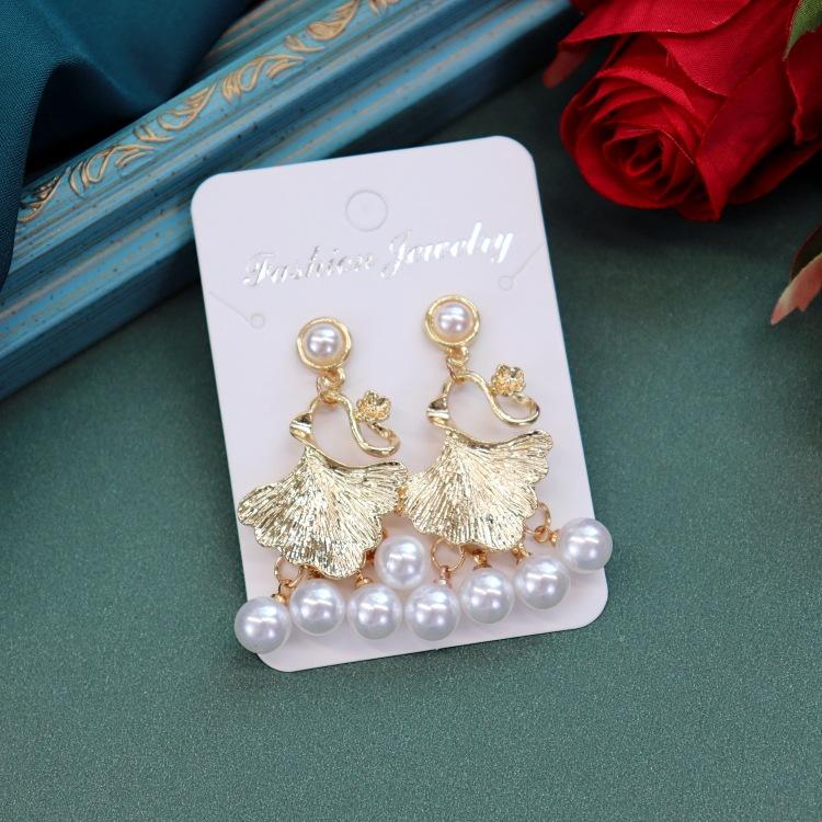 National Style Celebrity Light Luxury Pearl Stud Earrings Women's Versatile Retro Long Fringed Earrings Baroque Temperament Elegant Earrings