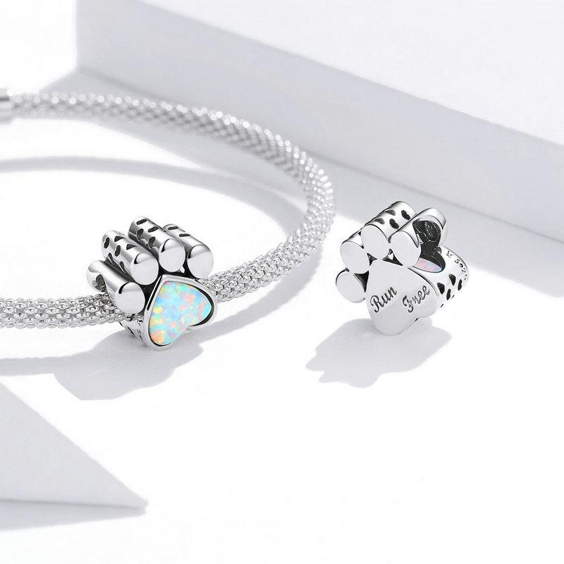 WOSTU 925 Sterling Silver Opal Paw Love Heart Wings Zircon Charms Beads Pendant Fit Original Bracelet Necklace For Women Jewelry