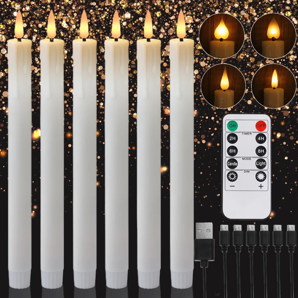 Flameless LED Taper Candles with Remote Timer Battery Operated Flickering Candlesticks for Wedding Halloween Christmas Decor
