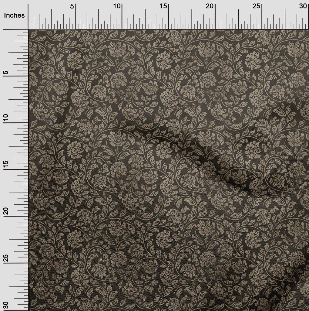 oneOone Cotton Flex Brown Fabric Asian Batik Floral Fabric For Sewing Printed Craft Fabric By The Yard 40 Inch