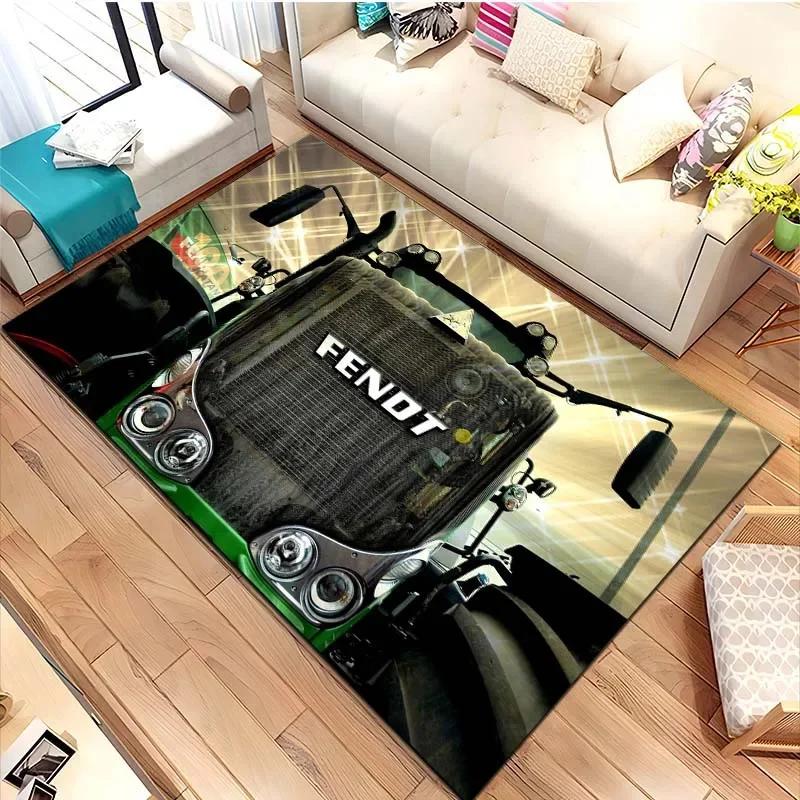 Tapis de sol pour tracteur agricole Fendt Tapis rectangulaire antidérapant avec impression de véhicule agricole Décoration de salon de fermier Tapis