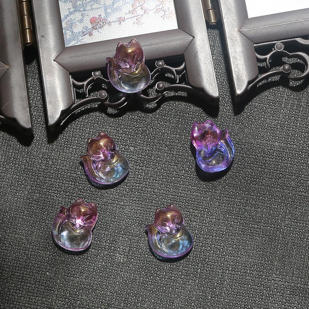 

10 шт. 14*18 мм, красочные аксессуары для маленькой лисы, стеклянные подвески для изготовления ювелирных украшений, DIY палочка для волос, браслет, ожерелье, серьги 14*18mm 10pcs