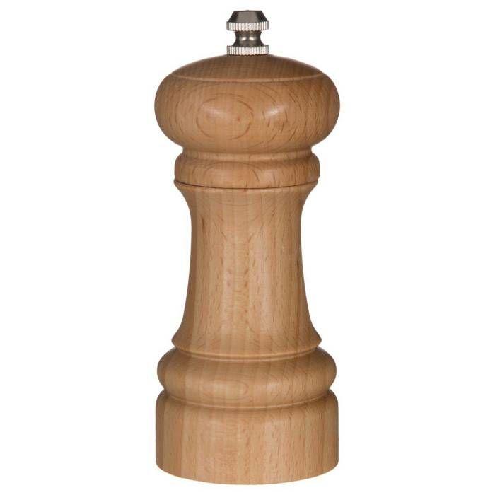 Moulin manuel - 5five - 14,5cm - Bois naturel - Acier inoxydable - Capacité 18g poivre/36g sel