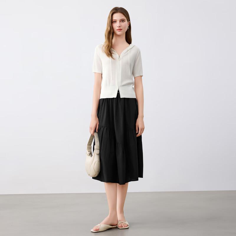 Elva' Island Women's Short Sleeve Hooded Knit Cardigan