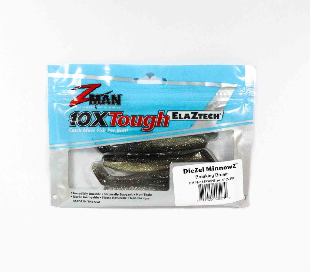 Zman Soft Lure Diezel MinnowZ 4 Inch 5/Pack Breaking Bream (5230)