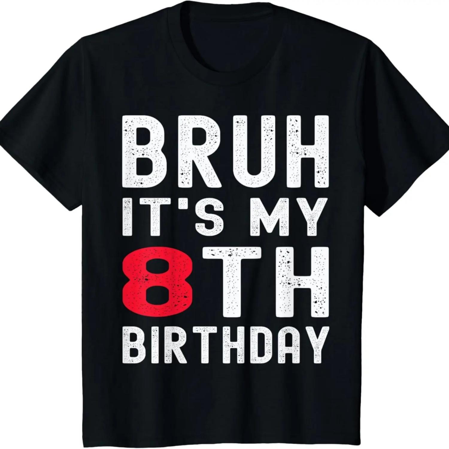 Kids Bruh It s My 8th Birthday 8 Year Old Birthday Retro T-Shirt S чёрный