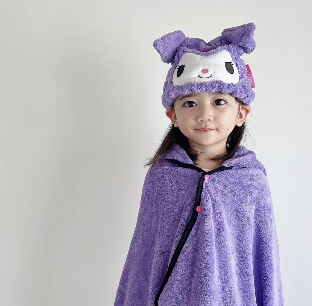 Skater Towel Hair Drying Sanrio Girl TOC11-A Moisture-Absorbent, Quick-Drying Cap, Towel, Kuromi,