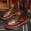 Fashion Men's Leather Casual Short Boots Fashionable Outdoor Men's Motorcycle Boots Chelsea Boots