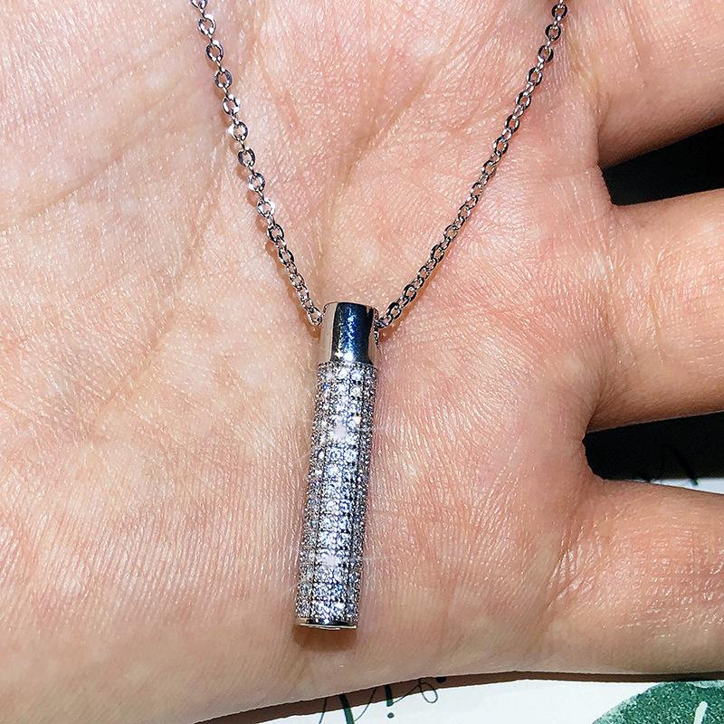 925 Silver Sterling 45cm Necklace Diamond Jewellry Pendant For Women Bijoux Femme Collares Mujer 18k Rose Gold Diamond Pendants