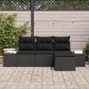 VidaXL Ensemble de Canapé de Jardin 4 Pièces avec Coussins Noir Poly Rattan 3347013