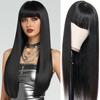 26 Inch Black Straight Synthetic Wig with Bangs, High Density - Natural Looking, Great for Women, Perfect for Daily Wear, Music