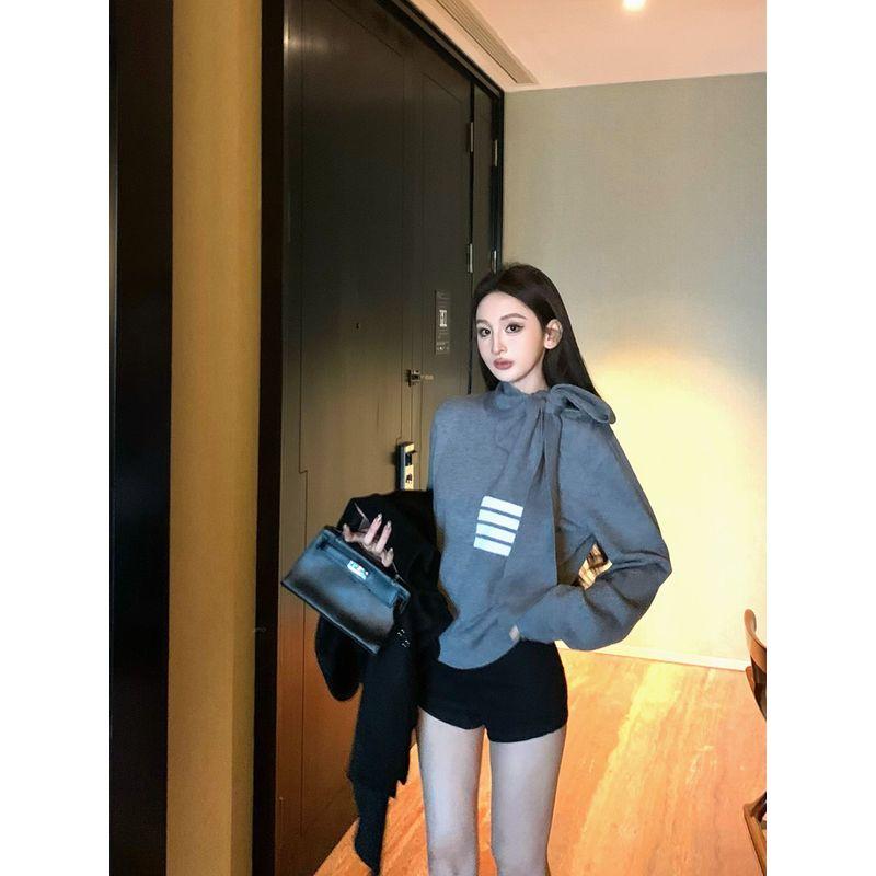 Kumikumi Elegant Set Shawl Outerwear Inner wear Apricot Knit Women Autumn Casual Pants Shorts Three-Piece Set