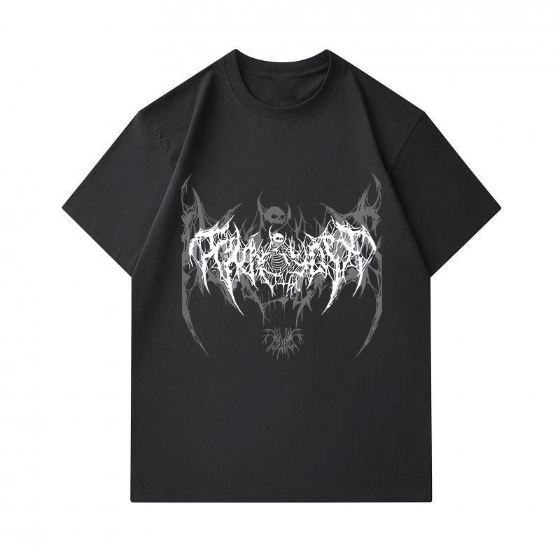 Men's 100% Cotton Crew Neck Short Sleeve T-Shirt, Death Metal Abstract Art Print Casual Breathable Tee, Gothic Dark Pattern Streetwear Top for Daily W