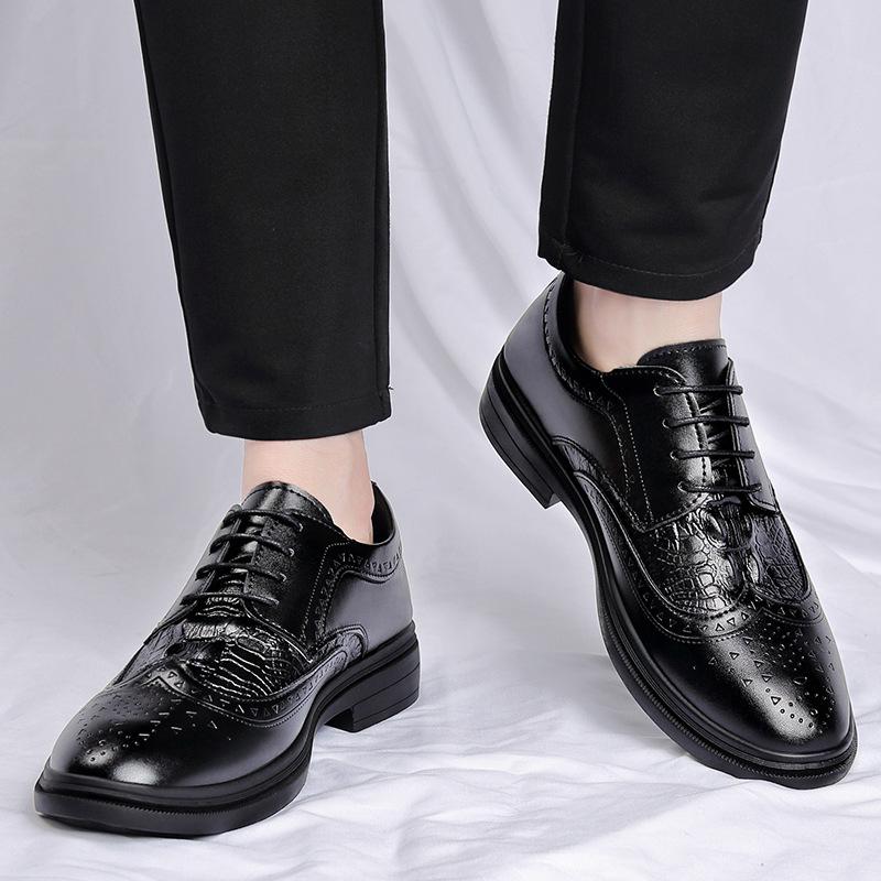 2025 Men's Spring Brogue Leather Shoes - Casual & Wedding Style
