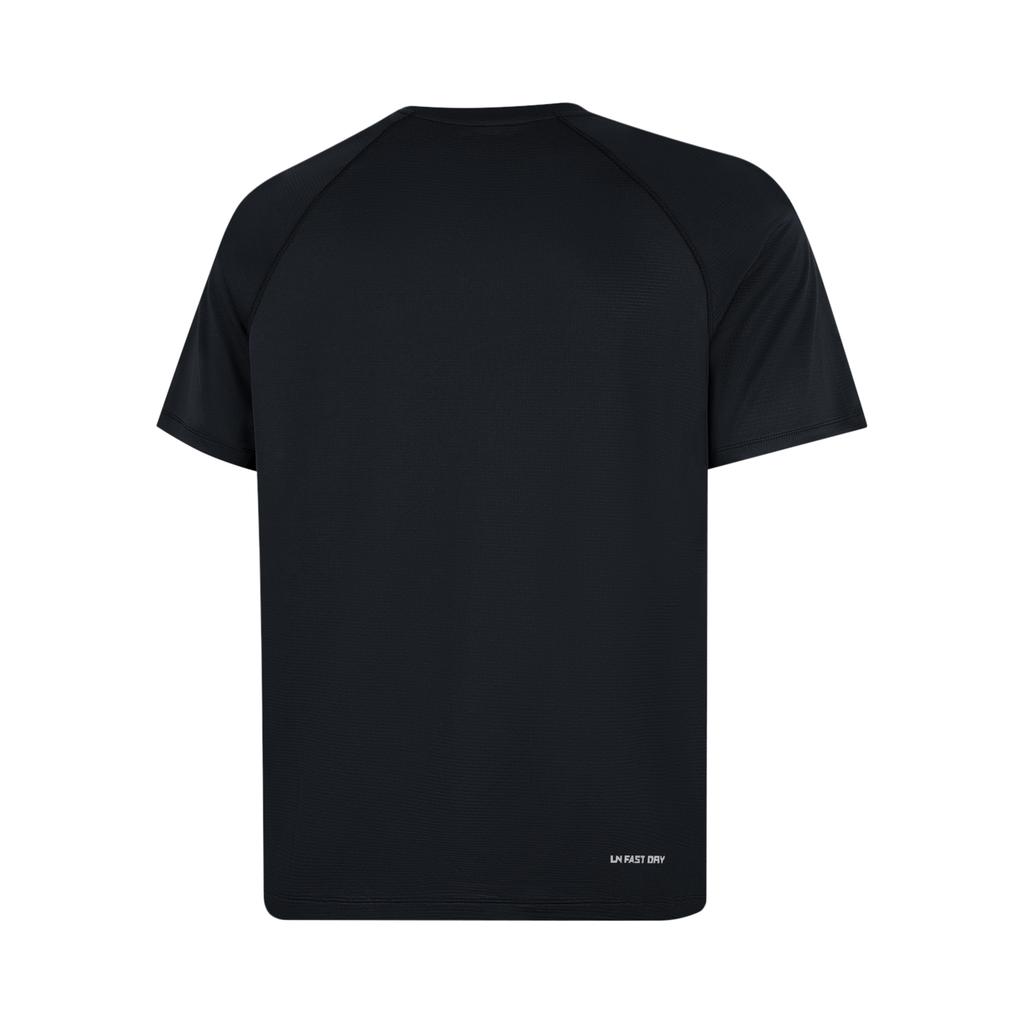 Li Ning Sports Lifestyle Series Solid Color Breathable Versatile Casual Short Sleeve T-Shirt Men T-Shirts Black ATSV437-1