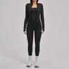 Fitness suit, polished zipper, casual suit, women's outdoor cycling, running sports three-piece set