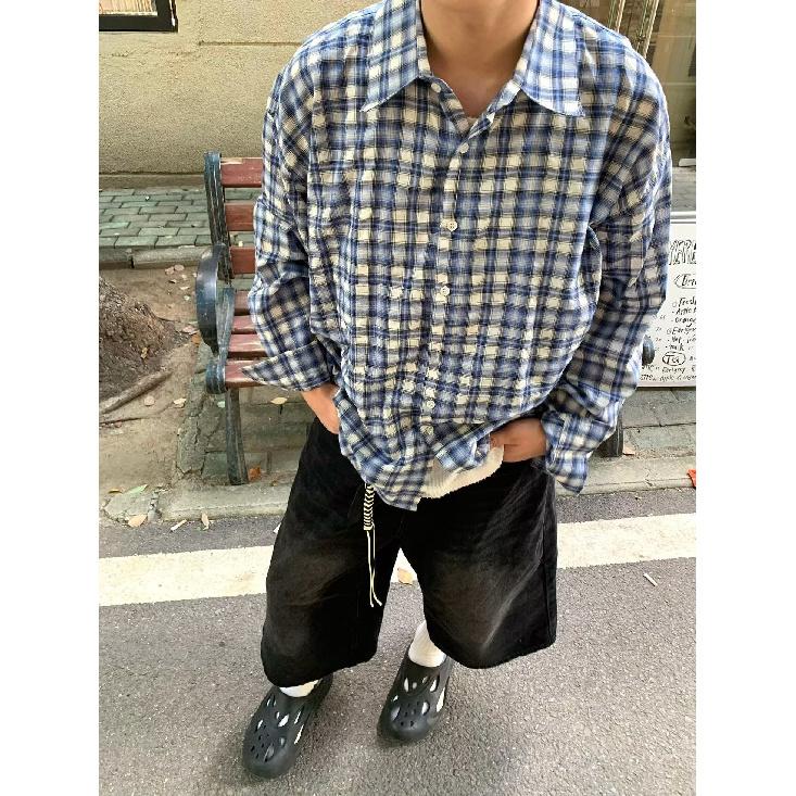 Autumn Cotton Plaid Long-Sleeved Shirt Men's and Women's Neutral Loose Casual Shirt Trendy Ins Couple Coat Top