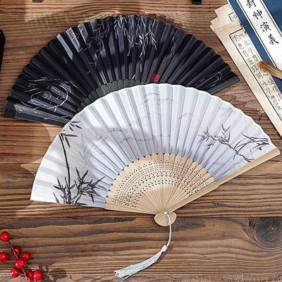 Čínský skládací vějíř ve starožitném stylu pro ženy a děti - Hanfu, Cheongsam, Tanec Letní design s inkoustovou malbou