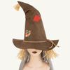 Decoration Props Vintage Straw Witch Hat Creative Foldable Cosplay Hat with Patches Spooky Witch Cap Carnival Festival