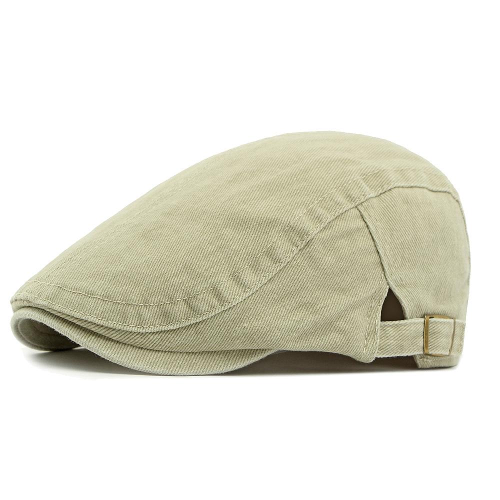 

Хлопковая шляпа Мужская кепка вперед Британский винтажный берет Женская кепка с козырьком бежевый