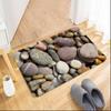 Pebble Stone Texture Door Mat Realistic River Rock Non-Slip Absorbent Entrance Rug Nature Green Leaf Decor Carpet