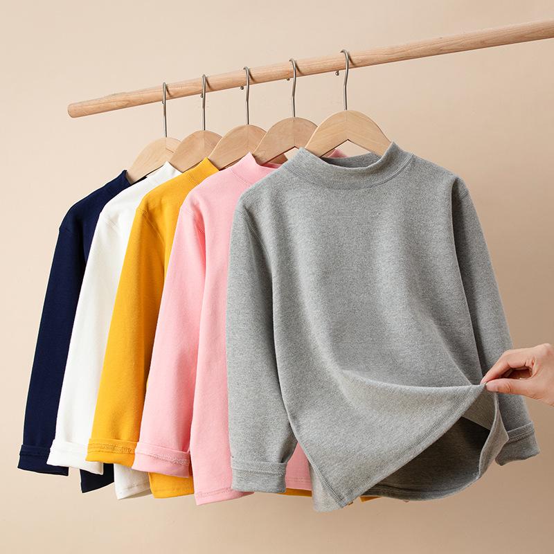 Kids' Fleece-Lined Cotton Turtleneck Sweatshirt - Warm Autumn/Winter Layer