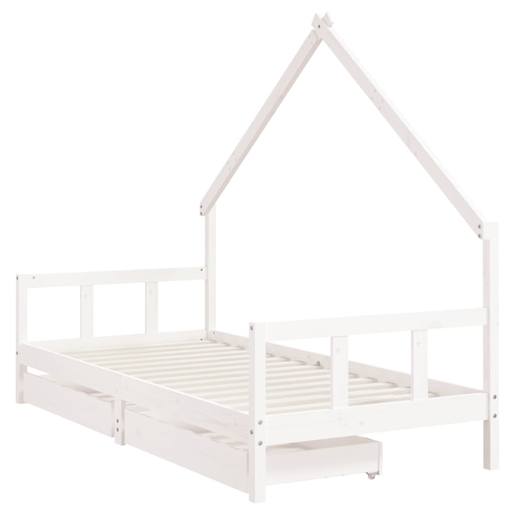 Children s Bed with Drawers White 90x200 cm Solid Pine Wood