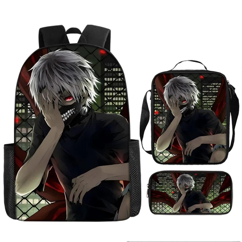 Tokyo Ghoul 3pcs Set Backpack Schoolbag with Shoulder Bag Pencil Case Set Gift for Kids Students
