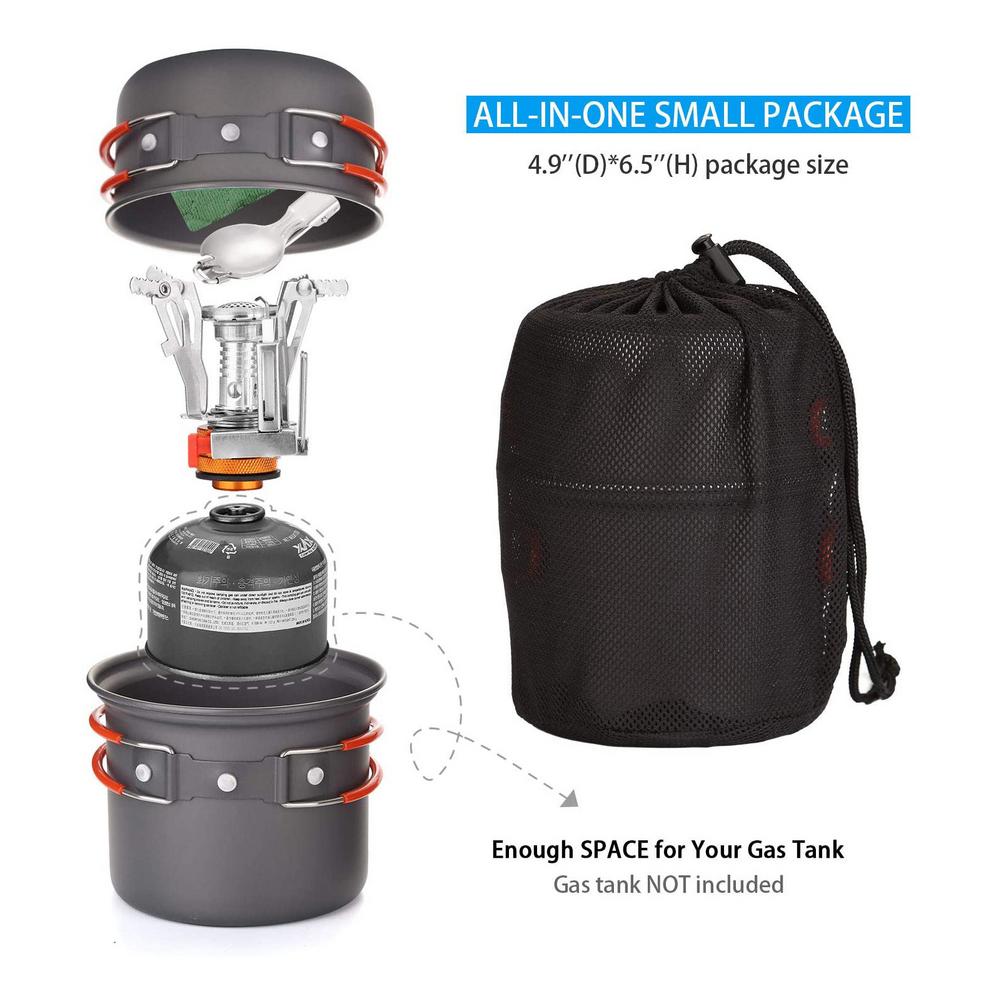 Mini Stove Outdoor Hiking Fishing Folding Gas Water Heater Cooker Camp Pot Set Portable Cooker Pot Set Travel Camping