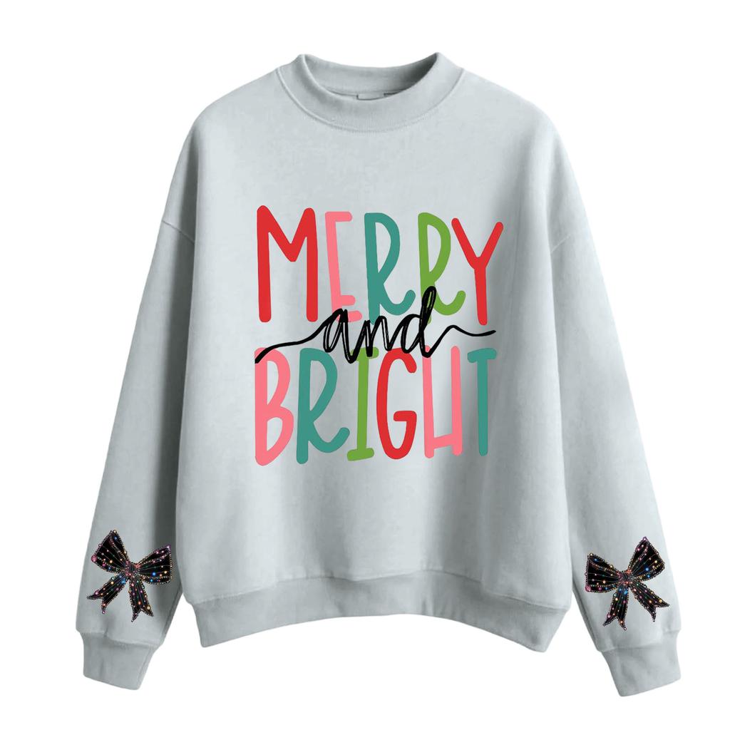 Moletom Feminino Casual de Moda com Gola Redonda, Manga Longa e Estampa de Natal