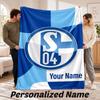 Schalke 04 FC Personalized Flannel Blanket Custom Name Text Soft Throw Blanket Home Decor