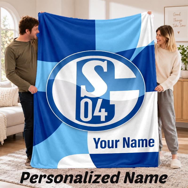 Schalke 04 FC Personalized Flannel Blanket Custom Name Text Soft Throw Blanket Home Decor
