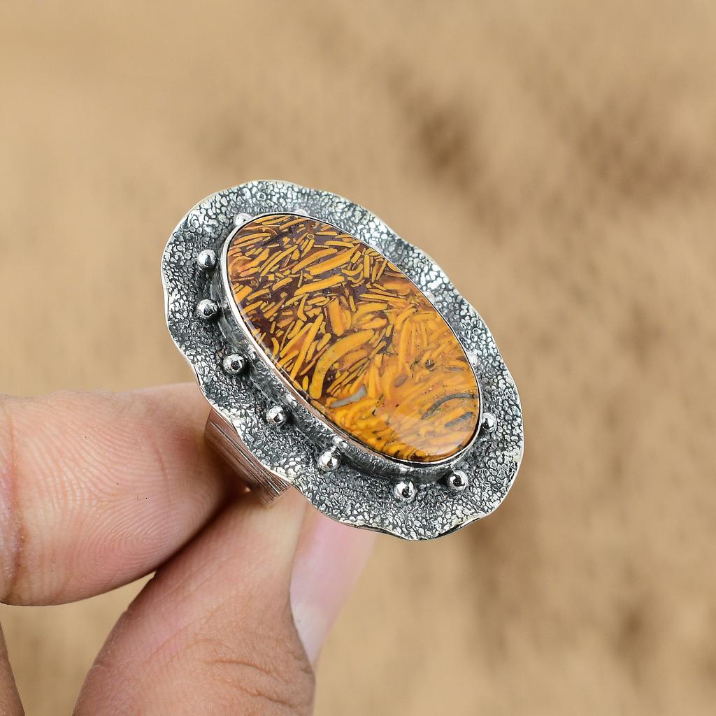 Natural Mariam Jasper Gemstone Promise Ring Size 7 925 Sterling Silver Jewelry