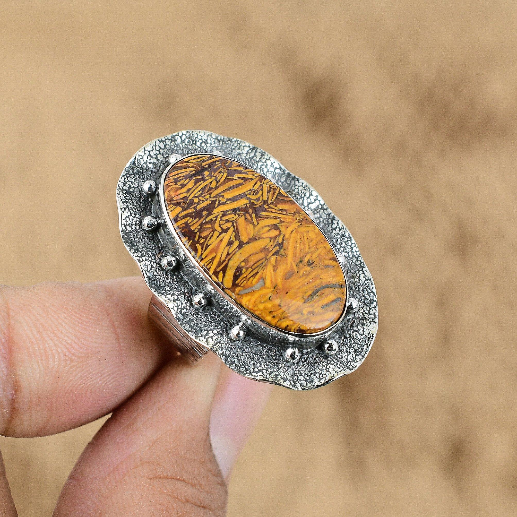 

Natural Mariam Jasper Gemstone Promise Ring Size 7 925 Sterling Silver Jewelry No