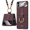 Flip Cover Case With Adjustable Crossbody Strap Galaxy Z Flip4 Shockproof PC Protective Shell