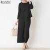 ZANZEA Kvinner uformelle bluse og bukser sommer todelt buksedresssett