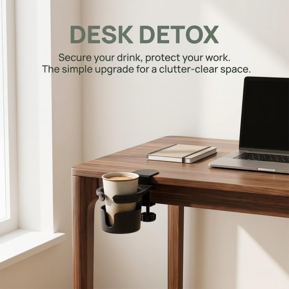 Black Clip On Cup Holder Rotatable Mug Holder Durable Desk Cup Holder Home School Office Dorm
