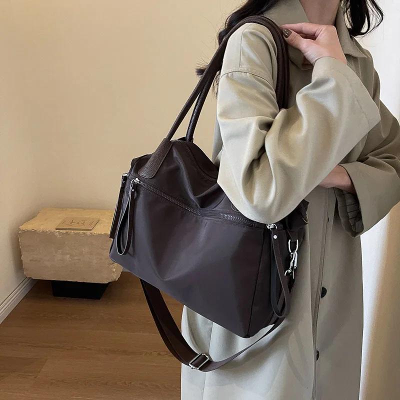 Nylon Canvas Bag Women Autumn and Winter 2024 New Trendy South Korea Casual Tote bag Large Capaci Shoulder Messenger Bag Handbag чёрный