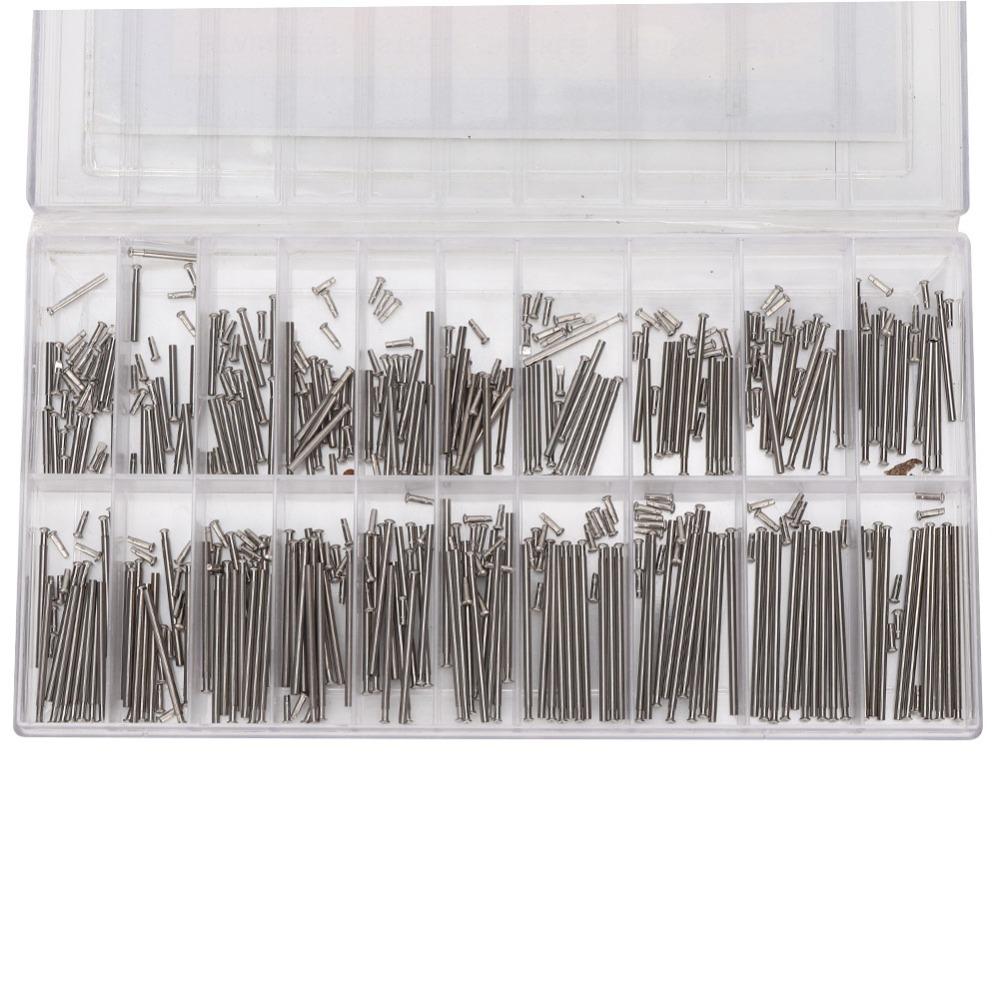 300pcs Complete Set 1.2mm Size Watch Band Spring Alloy Steel Silver Color Watch Link Pin Watch Spring Bar Watch Band Replacement
