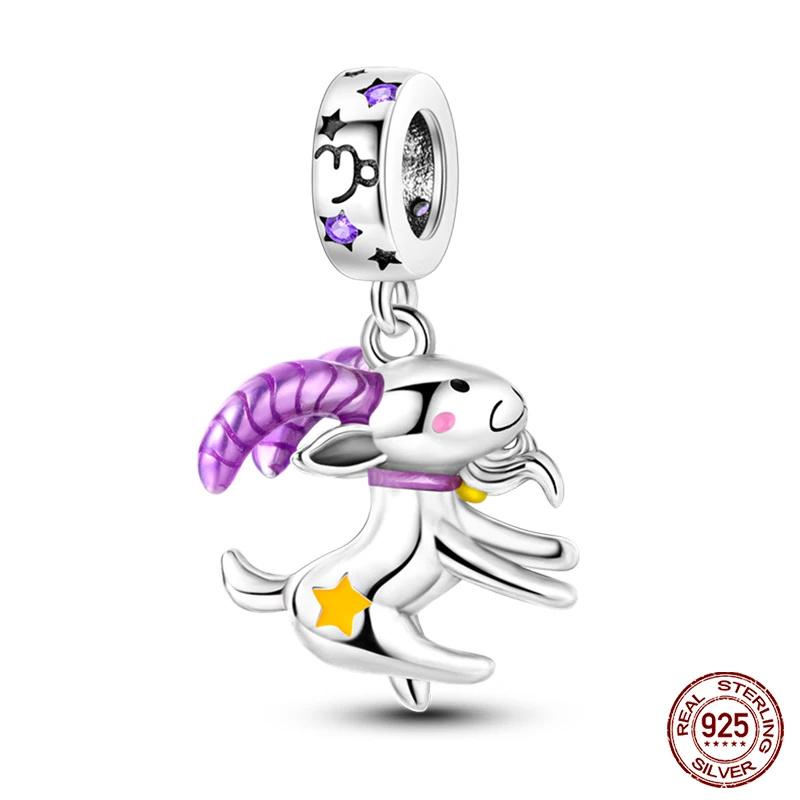 Copper Purple Series Pony Bear Butterfly Shape Charm Beads For 3Mm Original Bracelet Diy Women Jewelry Gift