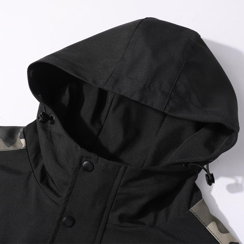 Men S Hooded Camouflage Stitching Casual Sports Plus Size Jacket Outerwear