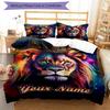 3PC Custom Name Royal Lion Majesty Bedding Set Duvet Cover Closure Includes 1 Duvet Cover & 2 Pillowcases for Bedroom